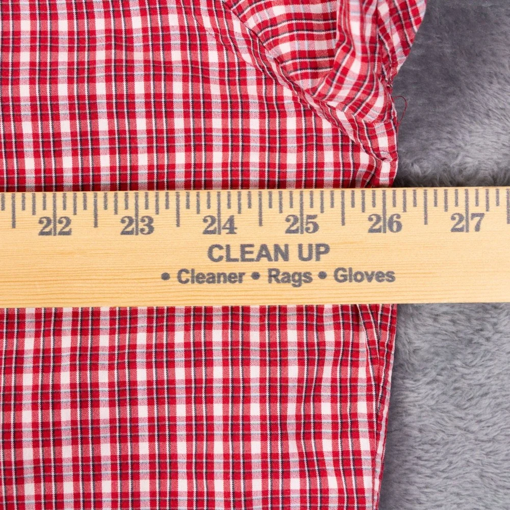 VTG Polo Ralph Lauren 90s Blake Two Ply Cotton Mens L Red White Plaid Shirt